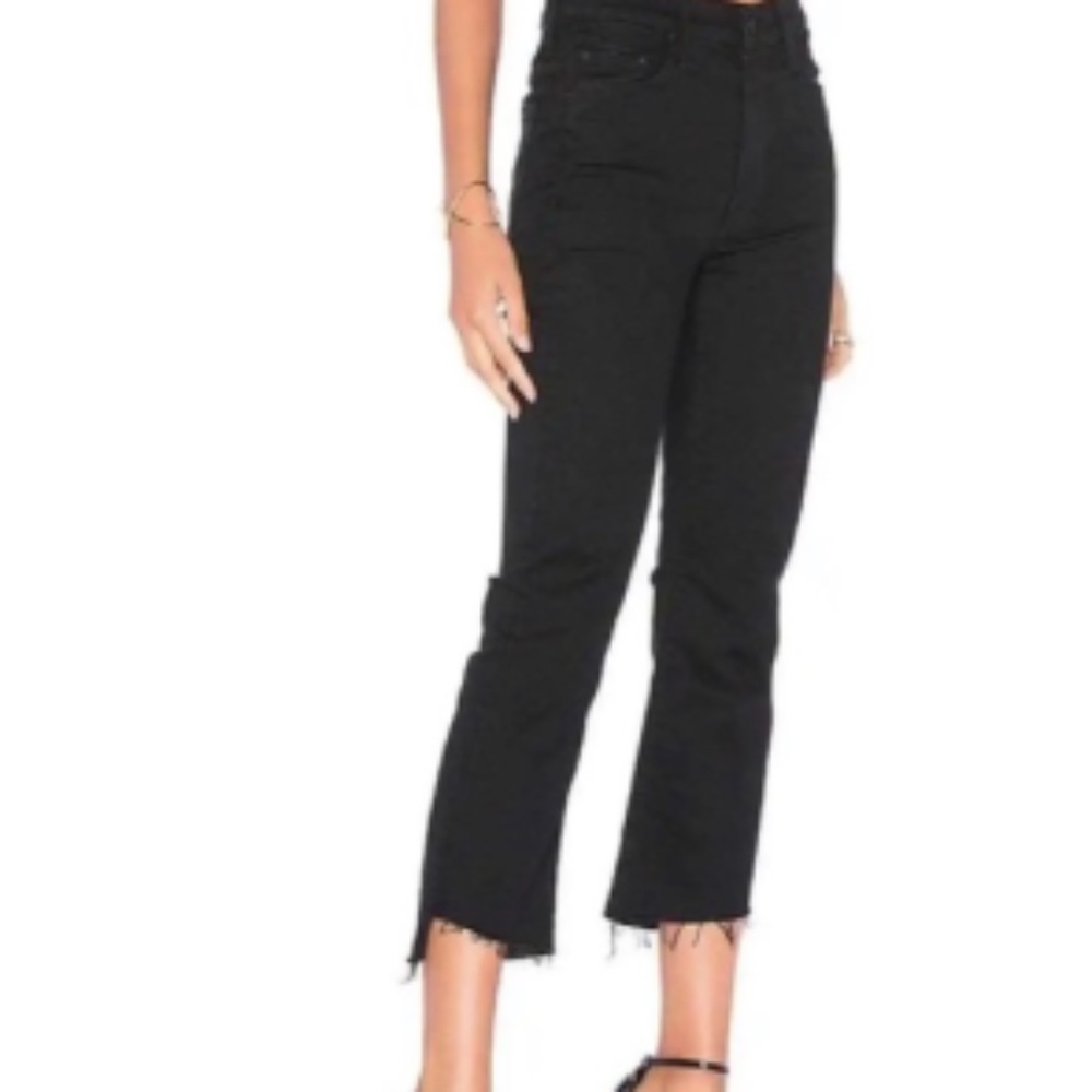 Mother The Insider High Rise Crop Step Fray Black 31